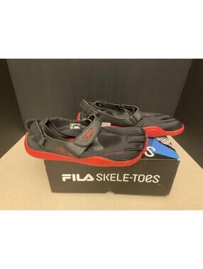 New! Mens  FILA Skele-Toes Red/Black EZ Slide Drainage Shoes. Size 12. Nice!